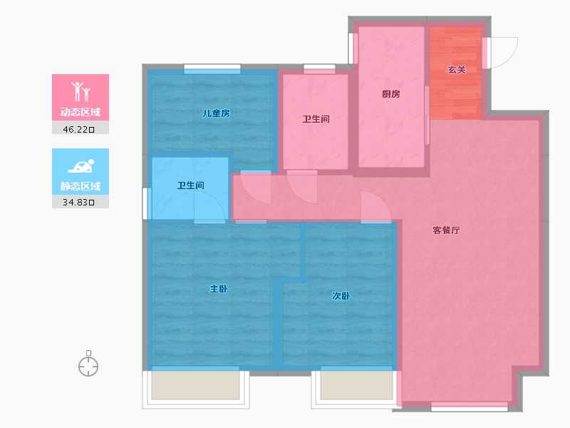 北京-北京市-京科・北平苑-72.03-户型库-动静分区