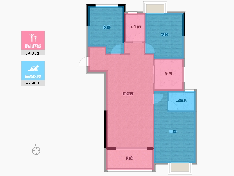 湖北省-襄阳市-西岸春天-89.67-户型库-动静分区