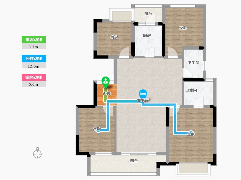 重庆-重庆市-华润·琨瑜府-102.52-户型库-动静线