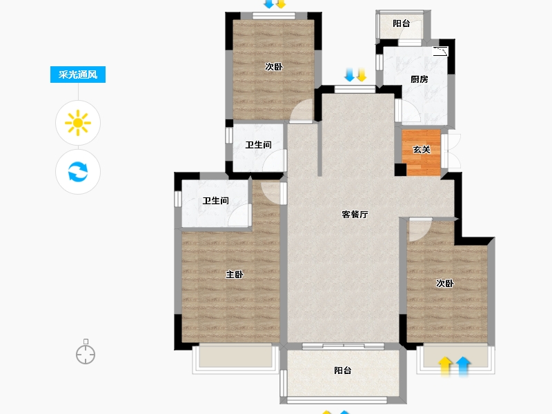 四川省-成都市-中梁壹号院项目-92.64-户型库-采光通风