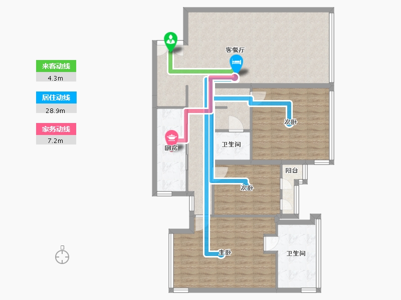 北京-北京市-华贸公寓-110.83-户型库-动静线