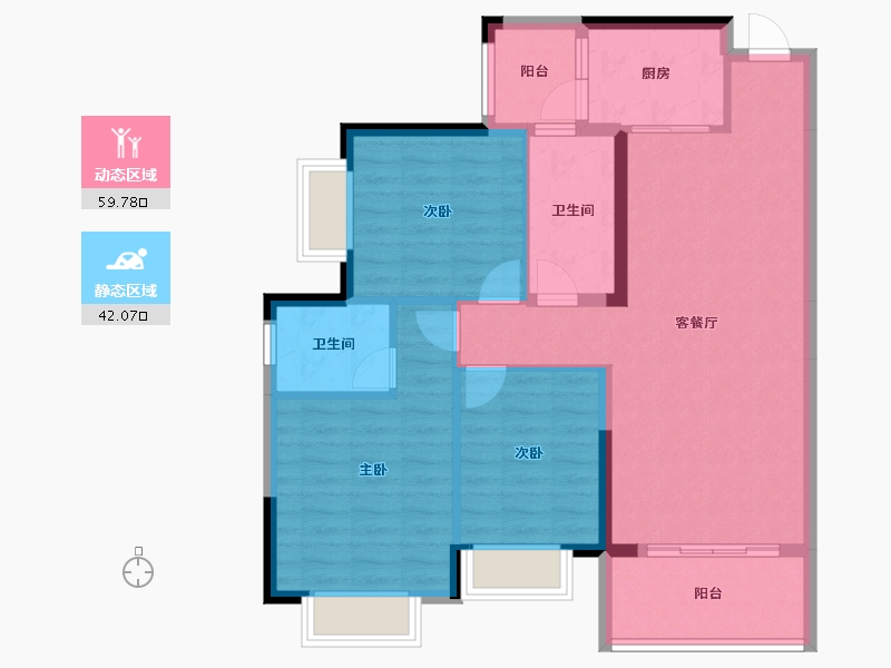 广西壮族自治区-玉林市-东方巴黎湖岸-91.60-户型库-动静分区