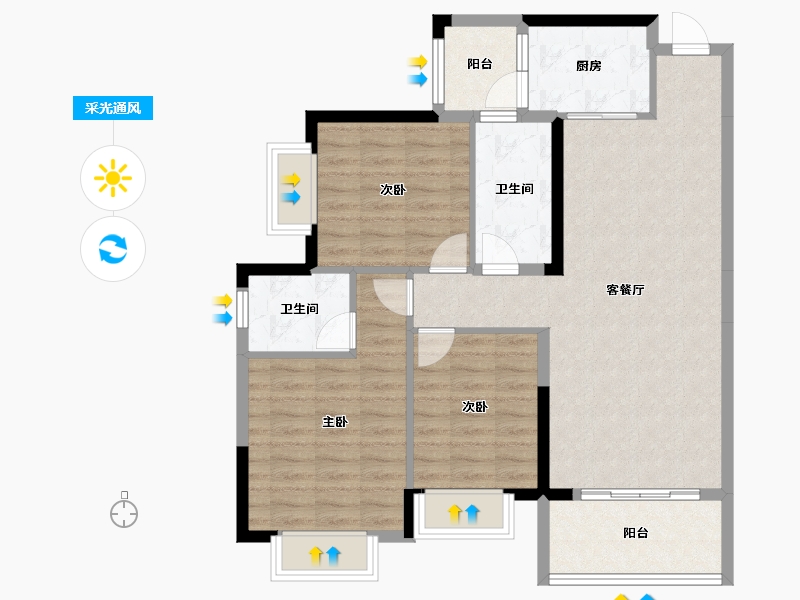 广西壮族自治区-玉林市-东方巴黎湖岸-91.60-户型库-采光通风