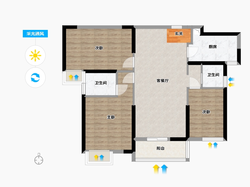 湖南省-长沙市-中建悦和城-87.19-户型库-采光通风