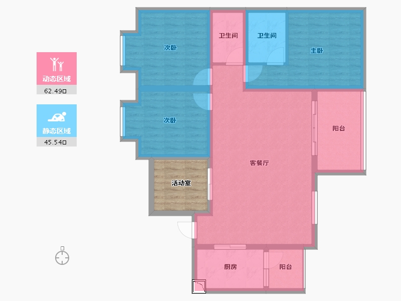 重庆-重庆市-云湖西城-102.66-户型库-动静分区