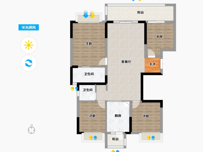 四川省-成都市-中海万锦熙岸二期-111.51-户型库-采光通风