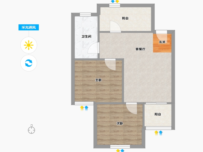 河北省-石家庄市-青鸟中山华府-53.44-户型库-采光通风