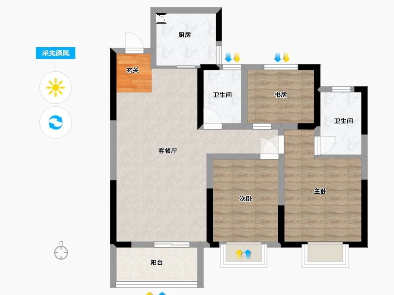 河南省-洛阳市-华耀城佳兆业水岸新都-79.00-户型库-采光通风