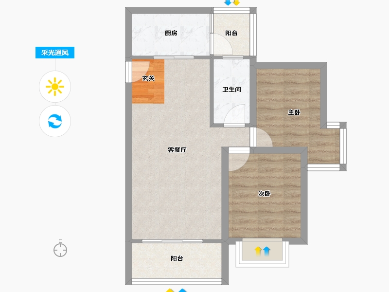 四川省-成都市-御城-54.75-户型库-采光通风