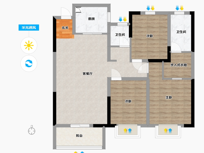 河南省-洛阳市-华耀城佳兆业水岸新都-92.00-户型库-采光通风