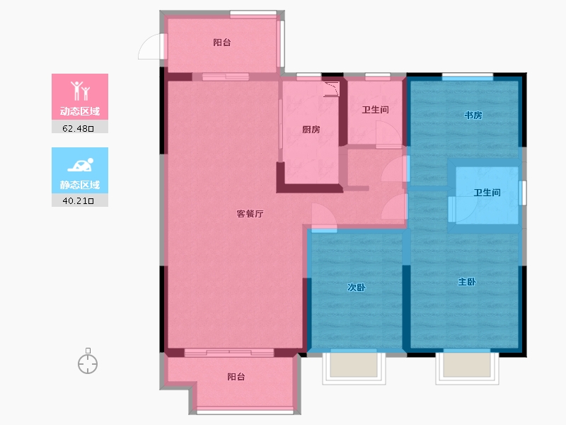 河南省-洛阳市-华耀城佳兆业水岸新都-90.59-户型库-动静分区