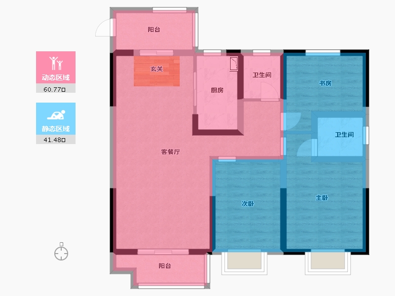 河南省-洛阳市-华耀城佳兆业水岸新都-90.00-户型库-动静分区