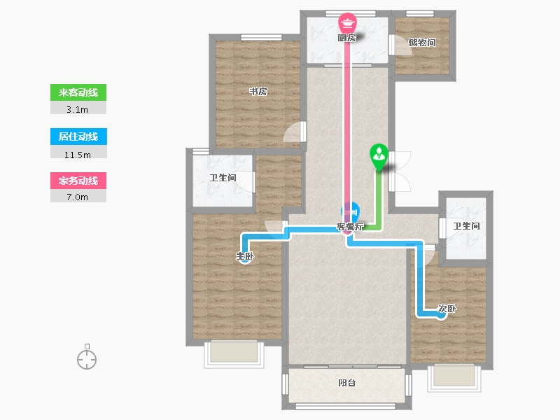 宁夏回族自治区-银川市-银帝桃源里-111.99-户型库-动静线