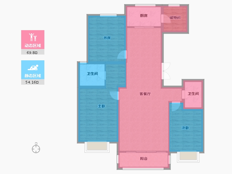 宁夏回族自治区-银川市-银帝桃源里-111.99-户型库-动静分区