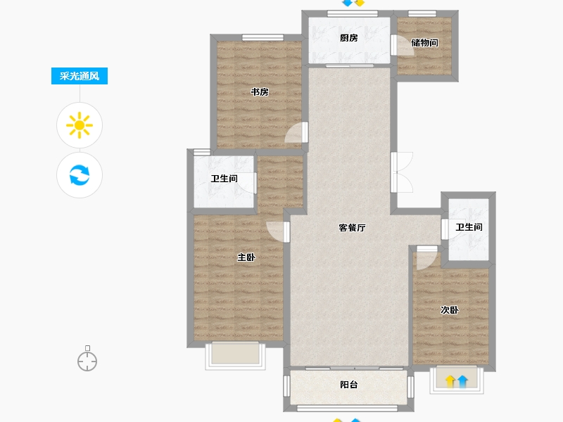 宁夏回族自治区-银川市-银帝桃源里-111.99-户型库-采光通风