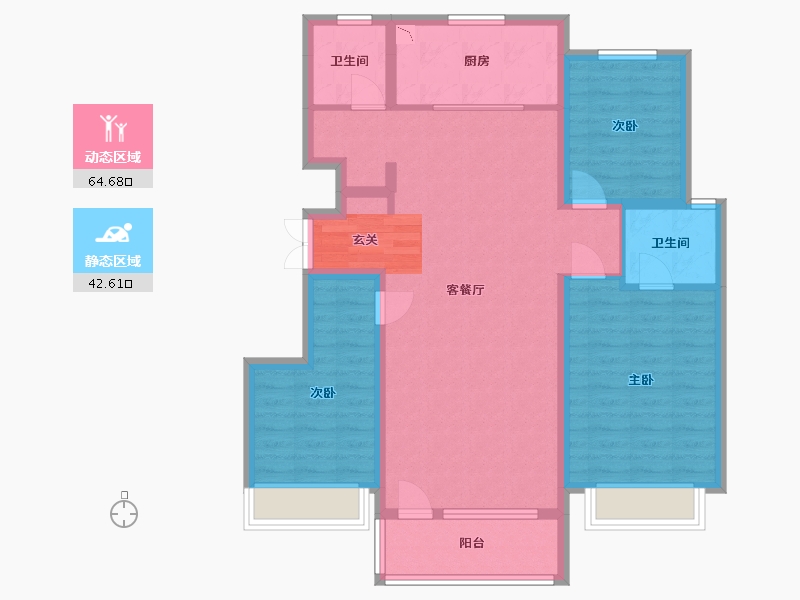 吉林省-长春市-金地江山�L�A-95.51-户型库-动静分区