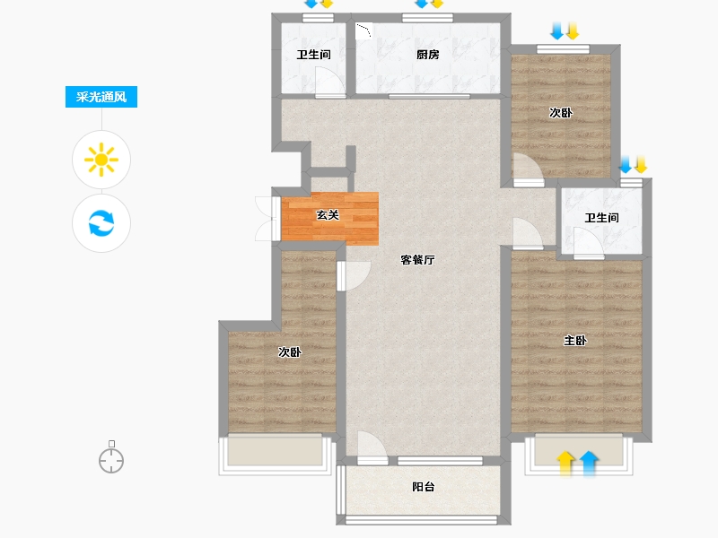 吉林省-长春市-金地江山�L�A-95.51-户型库-采光通风