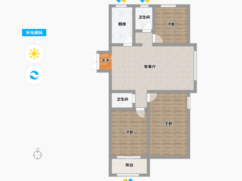 山东省-临沂市-伊丽莎白花漾-93.44-户型库-采光通风