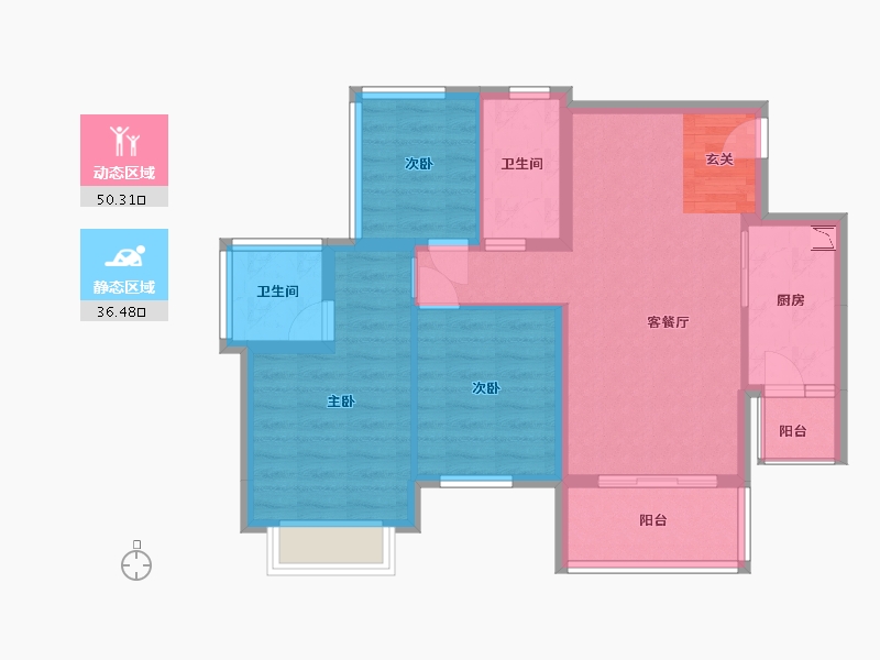 四川省-南充市-鸿通・翡翠城・紫曦府-77.03-户型库-动静分区