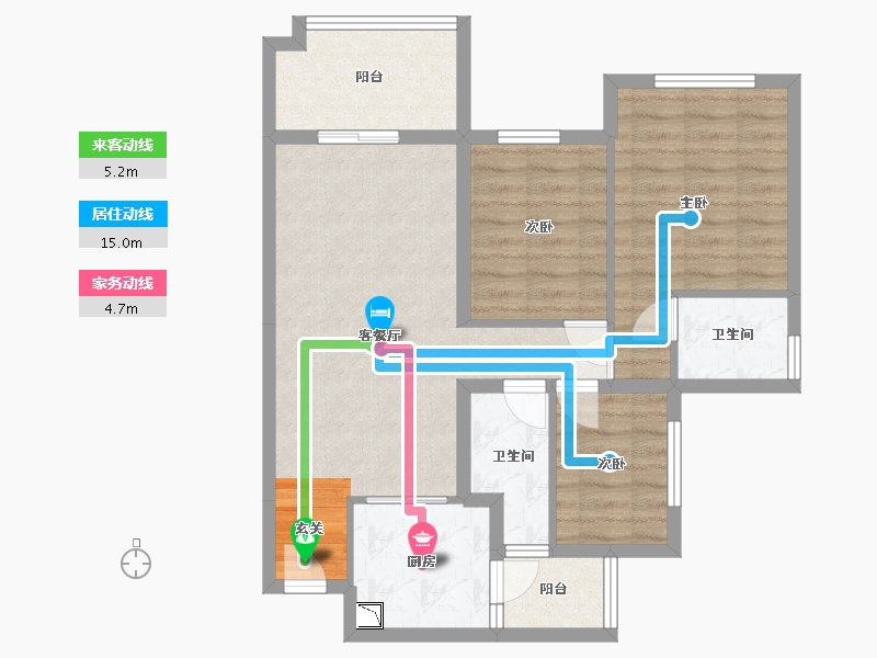 四川省-南充市-鸿通・富春山居-76.66-户型库-动静线