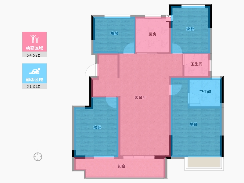 浙江省-嘉兴市-万科・朝起云山-95.01-户型库-动静分区