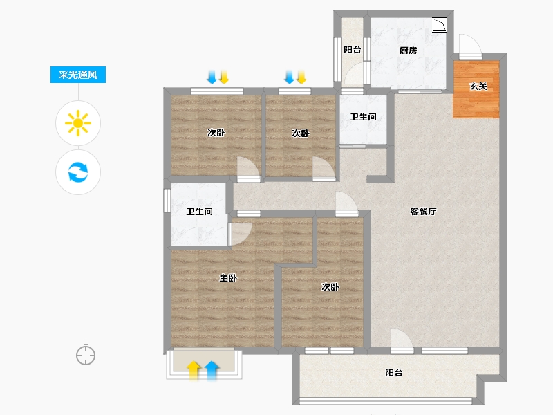 山东省-临沂市-碧桂园凤凰壹品-112.11-户型库-采光通风