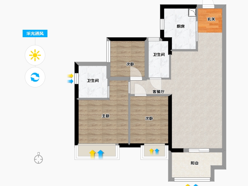 广东省-佛山市-美的时光-72.00-户型库-采光通风