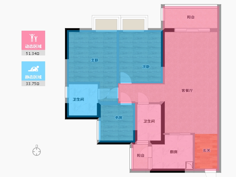 广东省-佛山市-保利同济府-75.20-户型库-动静分区