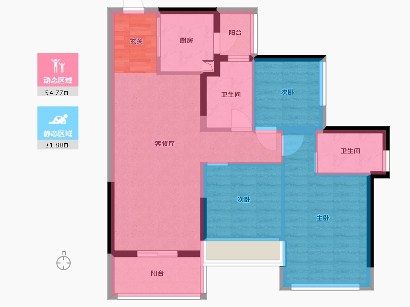 广东省-佛山市-龙光天曜-76.83-户型库-动静分区