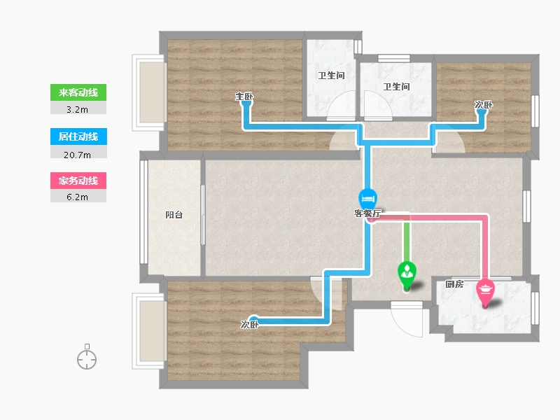 山东省-烟台市-莱阳中高凤凰城-98.75-户型库-动静线