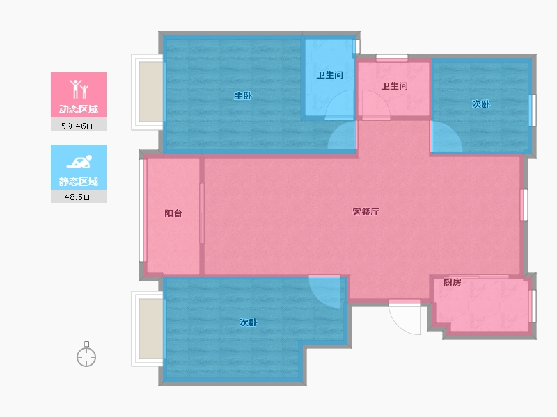 山东省-烟台市-莱阳中高凤凰城-98.75-户型库-动静分区