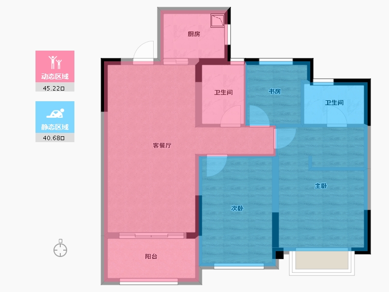 福建省-宁德市-宏地国宾府-76.27-户型库-动静分区