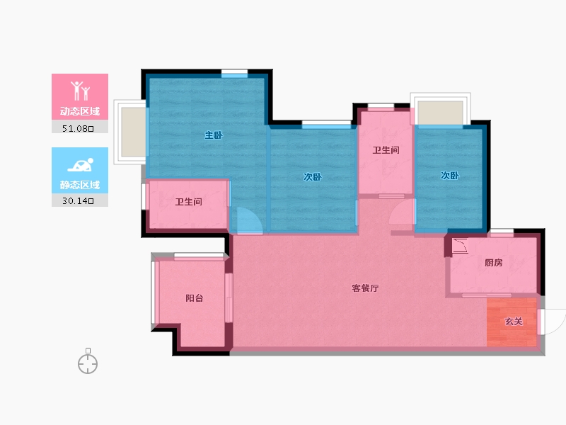 江西省-抚州市-万科首铸翡翠东望-72.64-户型库-动静分区