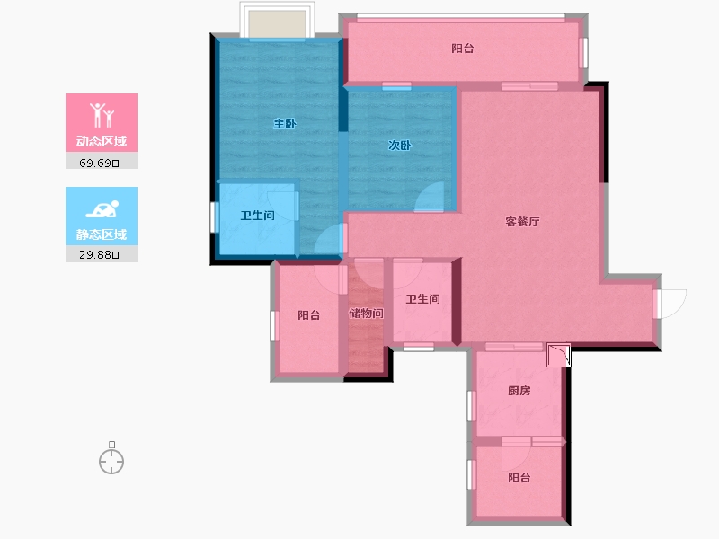 贵州省-遵义市-飞洋·星公馆-87.16-户型库-动静分区