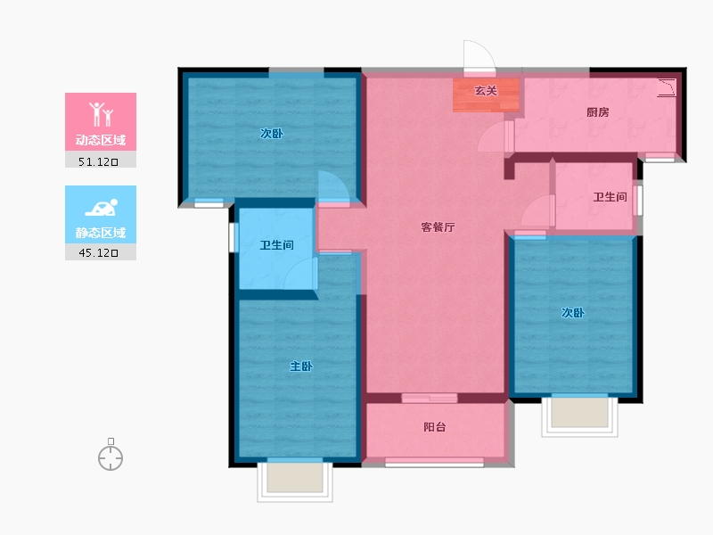 青海省-西宁市-奥园誉府-84.82-户型库-动静分区