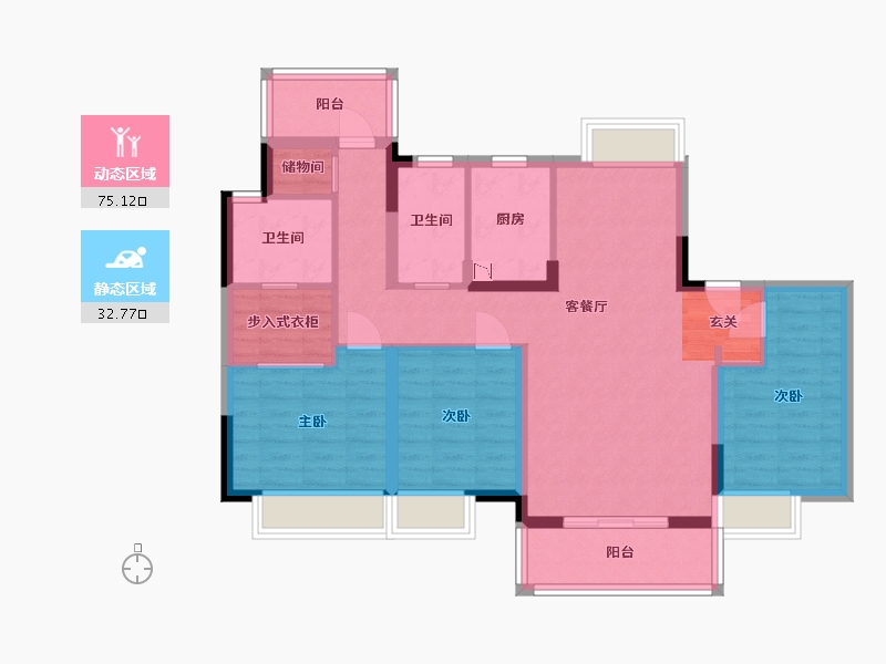 广东省-东莞市-清溪金茂逸墅-95.34-户型库-动静分区