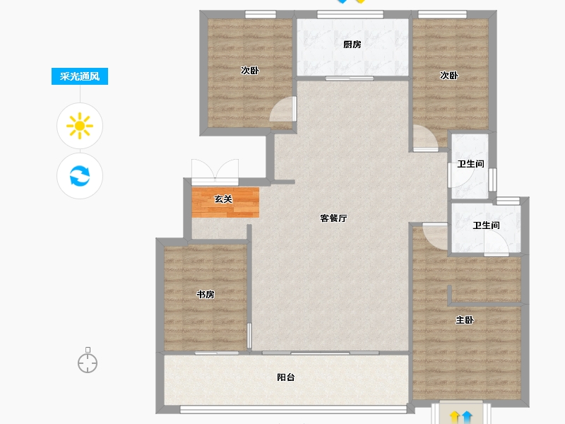 青海省-西宁市-融创东方宸院-113.60-户型库-采光通风