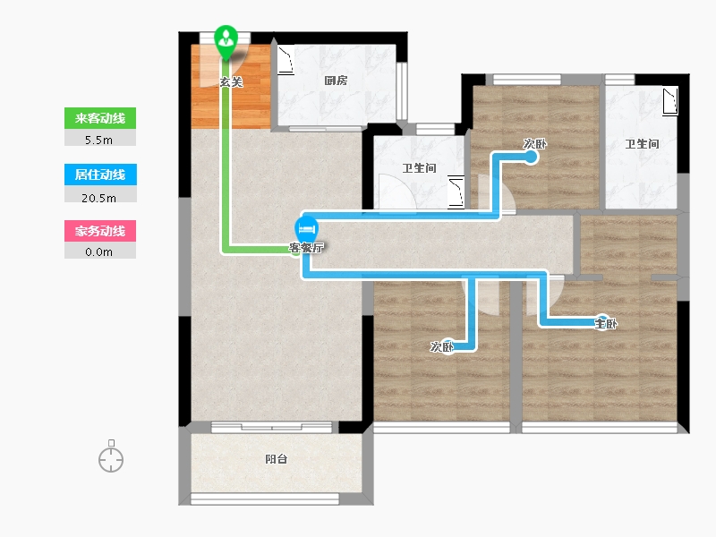 浙江省-温州市-旭信雍华园-76.30-户型库-动静线