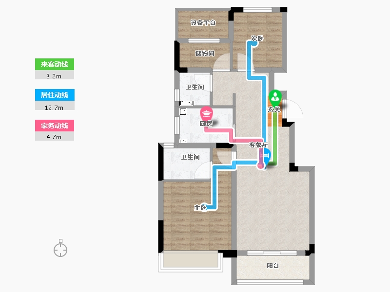 浙江省-温州市-平阳宝龙世家-72.00-户型库-动静线