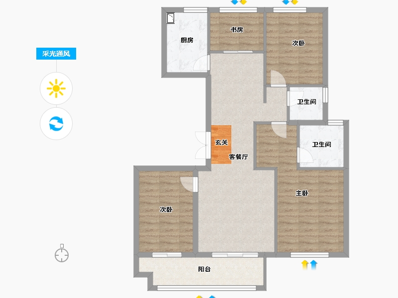 浙江省-温州市-万郡陶山府-95.00-户型库-采光通风