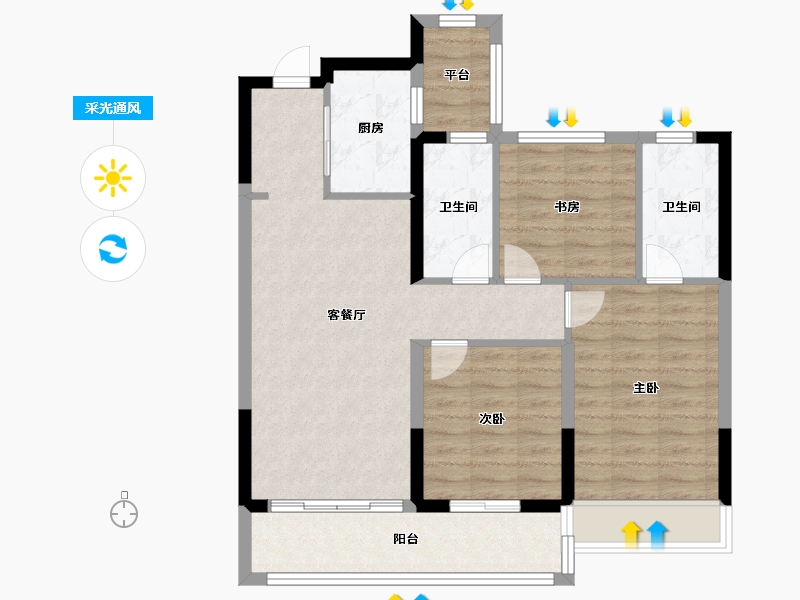 浙江省-温州市-弘阳上坤西湖四季-81.60-户型库-采光通风