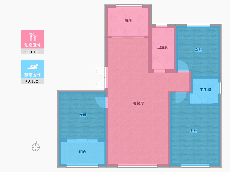 山东省-淄博市-民泰·龙泰贵府-89.61-户型库-动静分区