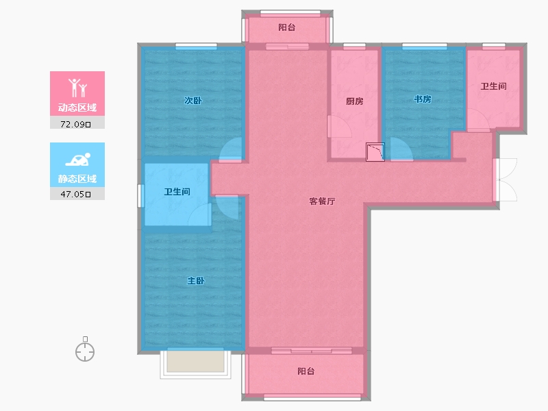 甘肃省-兰州市-盛世和平居-106.66-户型库-动静分区