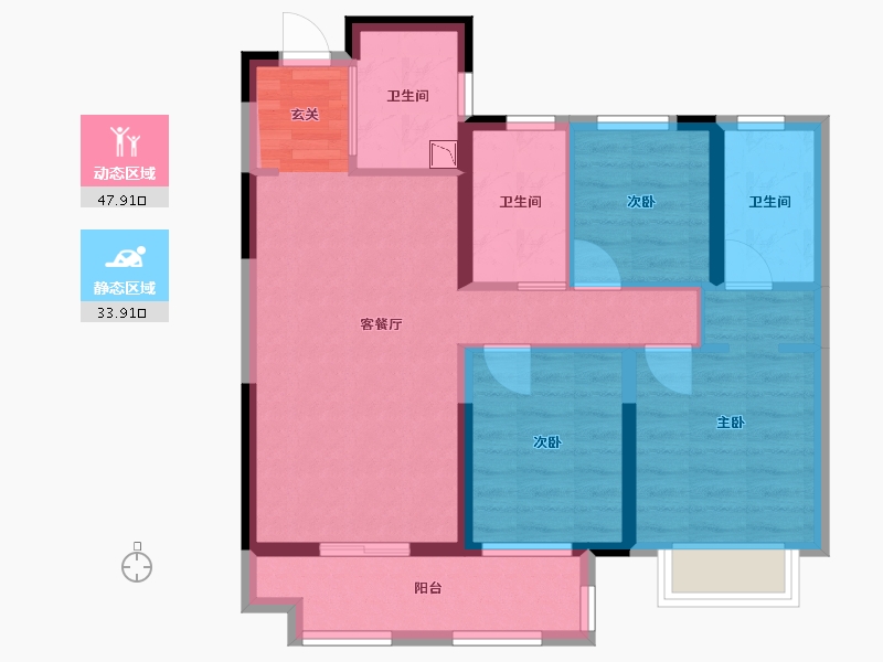 湖北省-武汉市-美的君兰半岛-72.16-户型库-动静分区