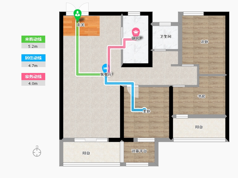 河南省-南阳市-新旭・京华府-86.73-户型库-动静线