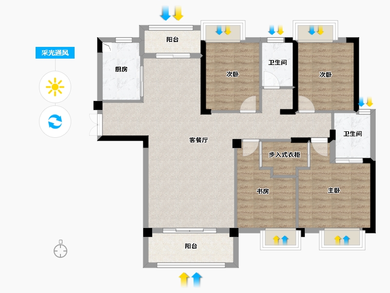 湖北省-宜昌市-宜昌碧桂园-108.28-户型库-采光通风