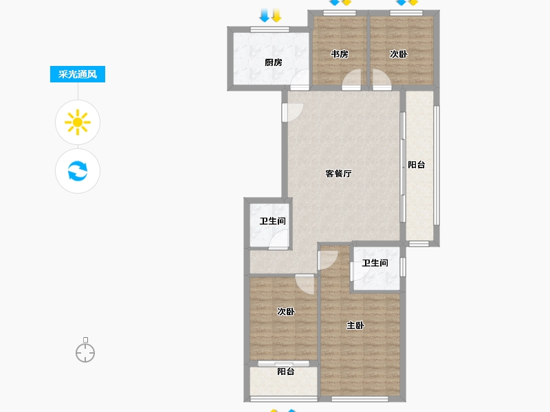 浙江省-温州市-万科星汇里-106.40-户型库-采光通风