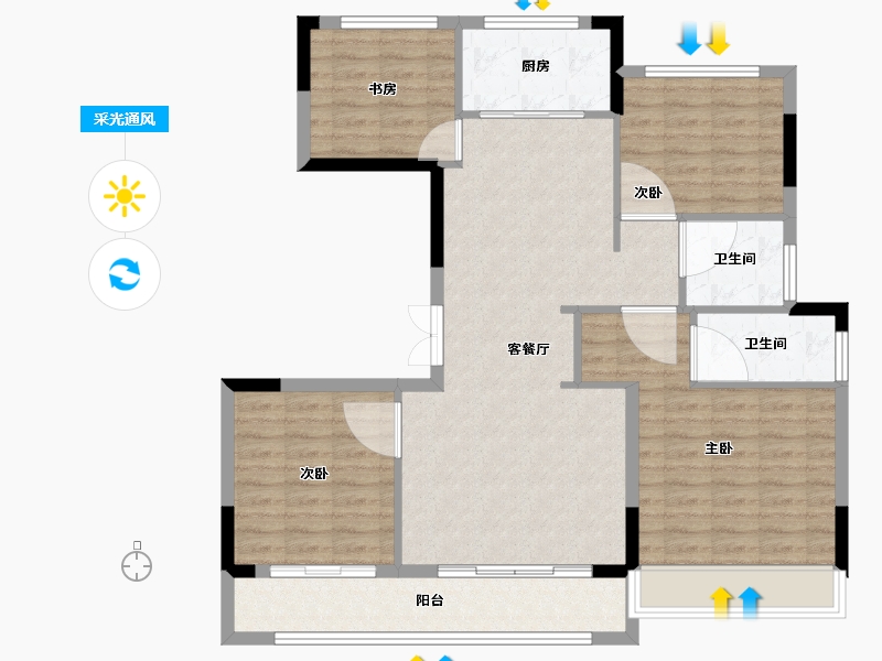 浙江省-温州市-华鸿大家御湖上品-104.81-户型库-采光通风