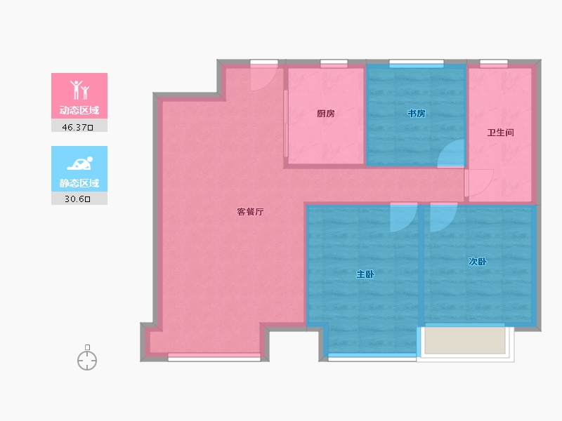 辽宁省-大连市-万科翡翠都会-70.00-户型库-动静分区