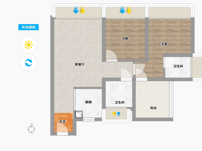 四川省-绵阳市-三汇・四季公园-57.25-户型库-采光通风